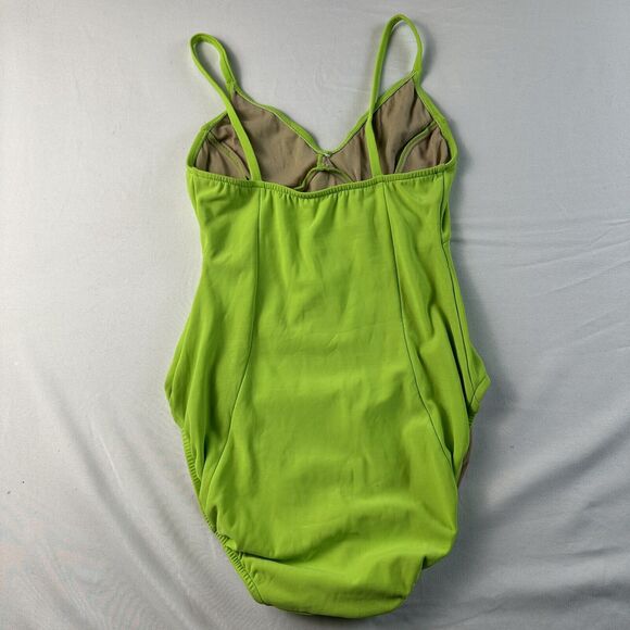 VTG Calvin Klein One Piece Bathing Swimsuit Small Lime Neon Green 90s High Cut - Picture 2 of 4